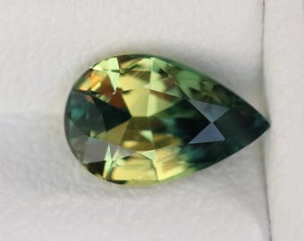 Bi Color Parti Sapphire 1.10 ct, Pear Cut Unheated Gemstone, Engagement Ring
