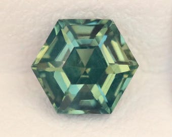 Opalescent Green Sapphire Hexagon Cut 1.02 CT – Loose Gemstone – Hexagon Sapphire for Custom Ring