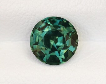 Australian Green Sapphire 1.38 carats, Natural Round Sapphire, Loose Gemstone for Custom Ring & Jewelry