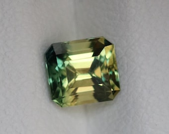 Natural Australian Bi-Color Sapphire Emerald Cut 1.05 CT – Parti Color Gemstone, Unheated