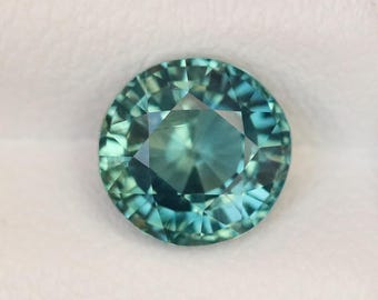 Teal Sapphire 1.58 carats, Natural Round Sapphire, Loose Gemstone for Custom Ring & Jewelry
