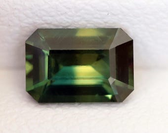 Natural Australian Bi-Color Sapphire Emerald Cut 1.12 CT – Parti Color Gemstone