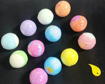 Paquete de 12 bombas de baño, aromas surtidos, figuras de Hidden Ocean, bombas de baño efervescentes para niños.