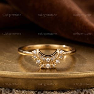 Moissanite Crescent Moon Ring 925 Sterling Silver, Minimalist Celestial Ring, Dainty Diamond Look Ring, Gift for Her, Stackable Ring