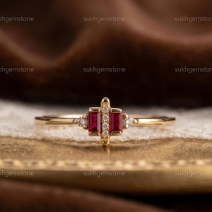 Elegant Ruby Ring 925 Sterling Silver | Minimalist Gemstone Ring | Dainty Stackable Ring | July Birthstone Jewelry | Gift for Her