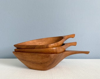 Vintage Mid Century Wood Handled Bowl