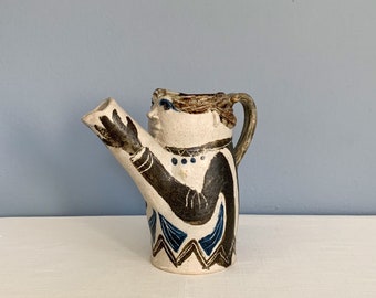 Vintage Studio Pottery Figural Pitcher - Signed