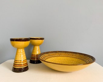 Choose from Mid Century Bitossi for Rosenthal Netter Set of Two Candle Holders or Centerpiece Bowl