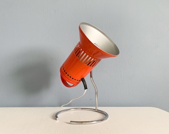 Vintage Chirana Sahara Orange Lamp - 1970s Czech Infra Lamp Converted to Desk Lamp