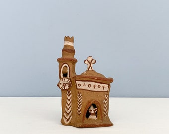 Vintage Small Peruvian Folk Art Roof Ornament Church - Ayacucho