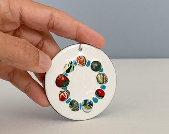 Vintage Boho Hand Made Enamel Pendant