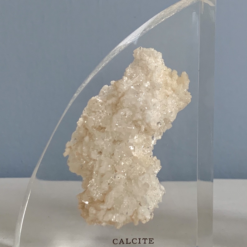 Vintage Mid Century Modern Lucite Bookends with Embedded Calcite image 6