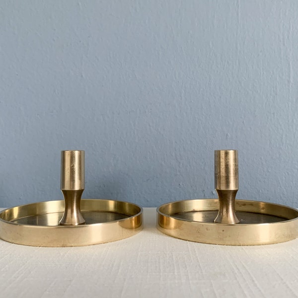 Pair of Vintage Dansk Brass Candle Holders by Jens Quistgaard
