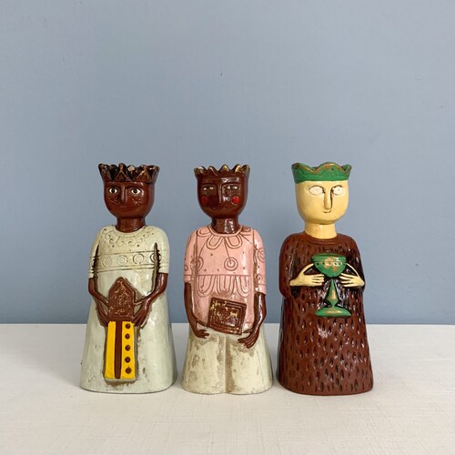 Vintage Lenox Ceramic Three Wise Men King Candleholders - Made in Japan