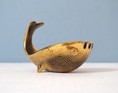 Vintage Mid Century Brass Whale Ashtray - Pal Bell Israel