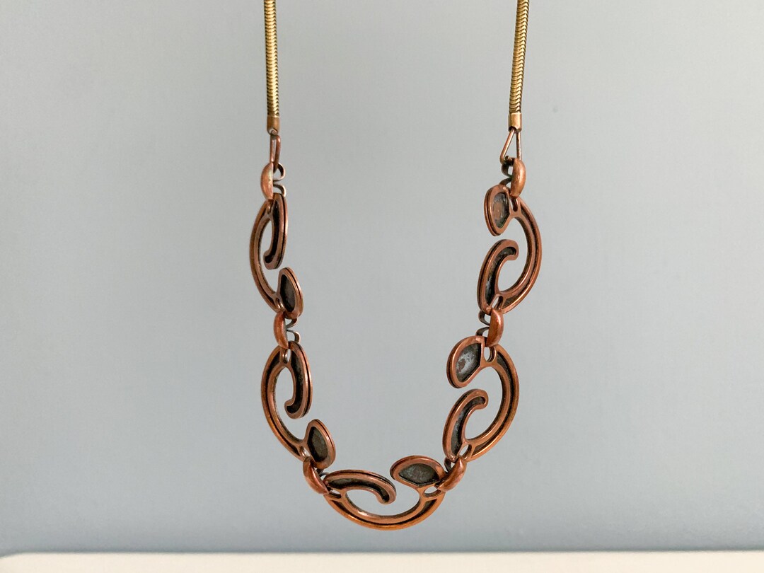 Vintage Rebajes Ubangi Woman Pendant Necklace, Modernist Copper Necklace