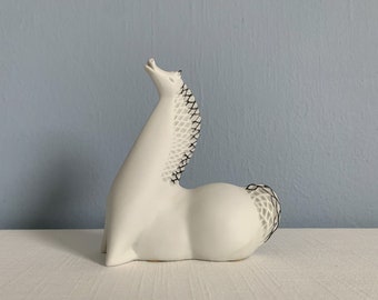 Vintage Mid Century Italian Pottery Horse Figurine - Modernist Porcelain Horse Sculpture Signed Carpié