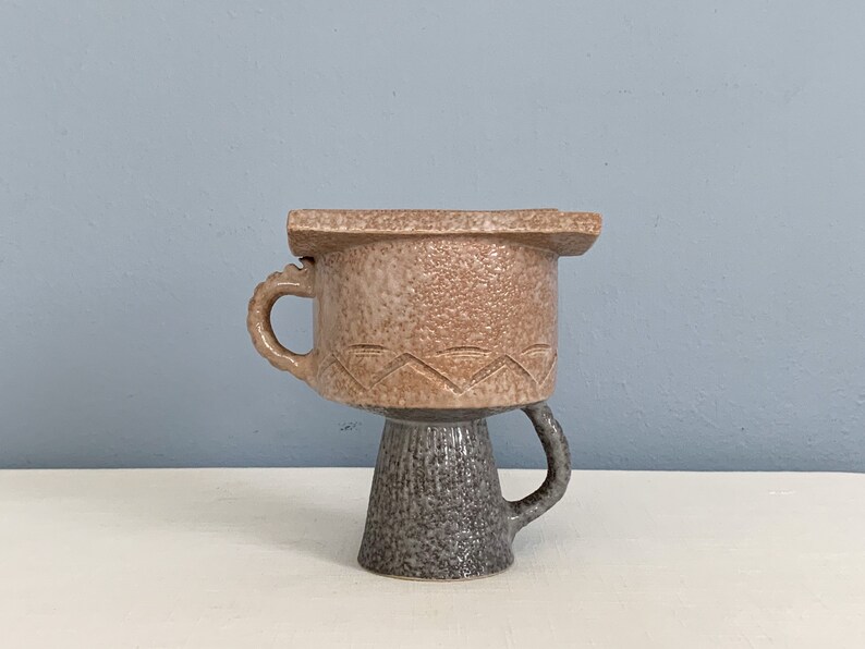 Vintage Postmodern Ikebana Pedestal Vase Salt Glazed Toyo Etsy