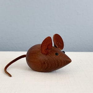Vintage Danish Modern Teak Mouse Figurine