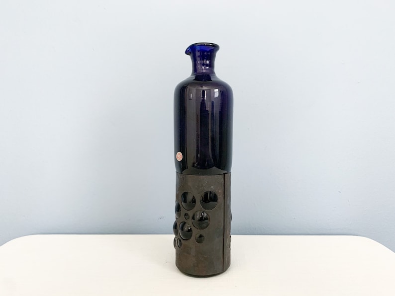 Vintage Brutalist Imprisioned Glass Bottle or Carafe by Felipe Filipe Derflingher for Feders image 1