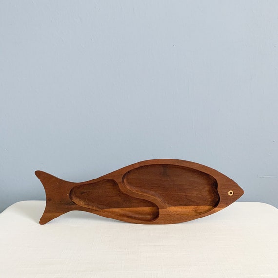 Vintage Mid Century Modern Bryce Originals Wood Fish Serving Tray