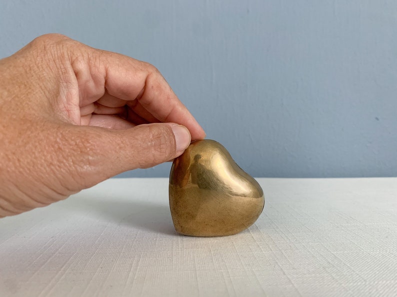Vintage Brass Heart Shaped Box Brass Trinket Box image 1