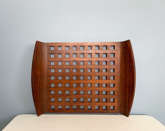 Large Vintage Early Teak Lattice Tray Designed by Jens Quistgaard for Dansk - JHQ Danmark