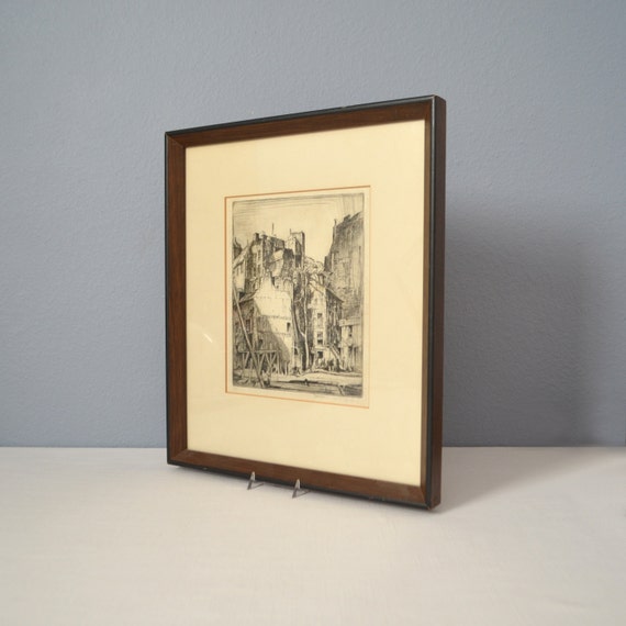 Vinage Original Earl Horter Signé et Encadrement Gravure Vinage Original Earl Horter Signé et Encadrement Gravure