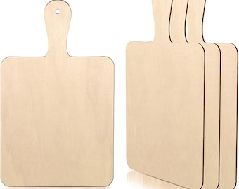 Paquete de 4 tablas para embutidos, mini tablas para embutidos, tabla de cortar de madera sin acabado con mango, decoración para el hogar y la cocina.