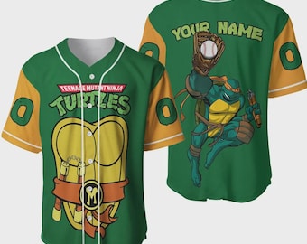 Camiseta de béisbol personalizada de las Tortugas Ninja, camiseta de béisbol con nombre personalizado, camiseta de béisbol para fans de Disney, camiseta de béisbol