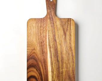 Tábua de corte pequena em madeira de acácia para cozinha, tábua de corte de madeira com alça, tábua de charcutaria, tábua de queijos, decoração de cozinha.