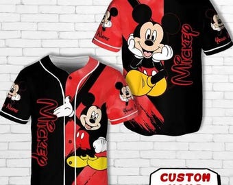 Camiseta de béisbol personalizada de Mickey Mouse, camiseta de béisbol con nombre personalizado, camiseta de béisbol para fans de Disney, camiseta de béisbol