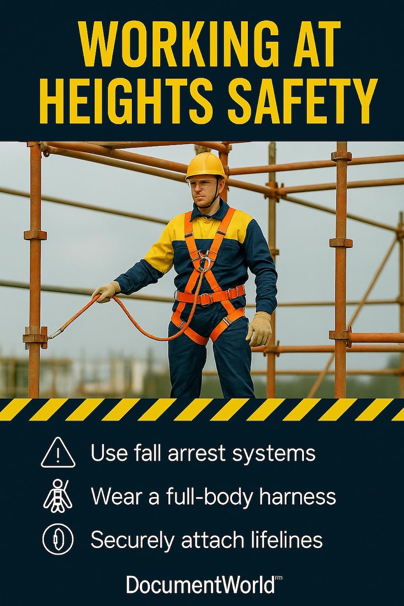 Working at Heights Safety Poster | Fall Protection OSHA Sign - Etsy