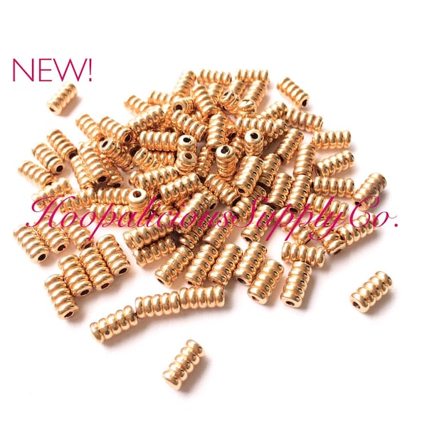 10pc Vintage Coil Spacer Beads in Warm Gold Tone. Old Stock Unique Beads. FAST Shipping w/Tracking for US Buyers.