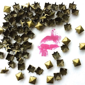 50pc Pyramid Prong Studs. DIY Hardware. Rivets. Nail Head. For Crafts. Jackets. Costume Design. We’re in the USA. 5 Star Reviews.