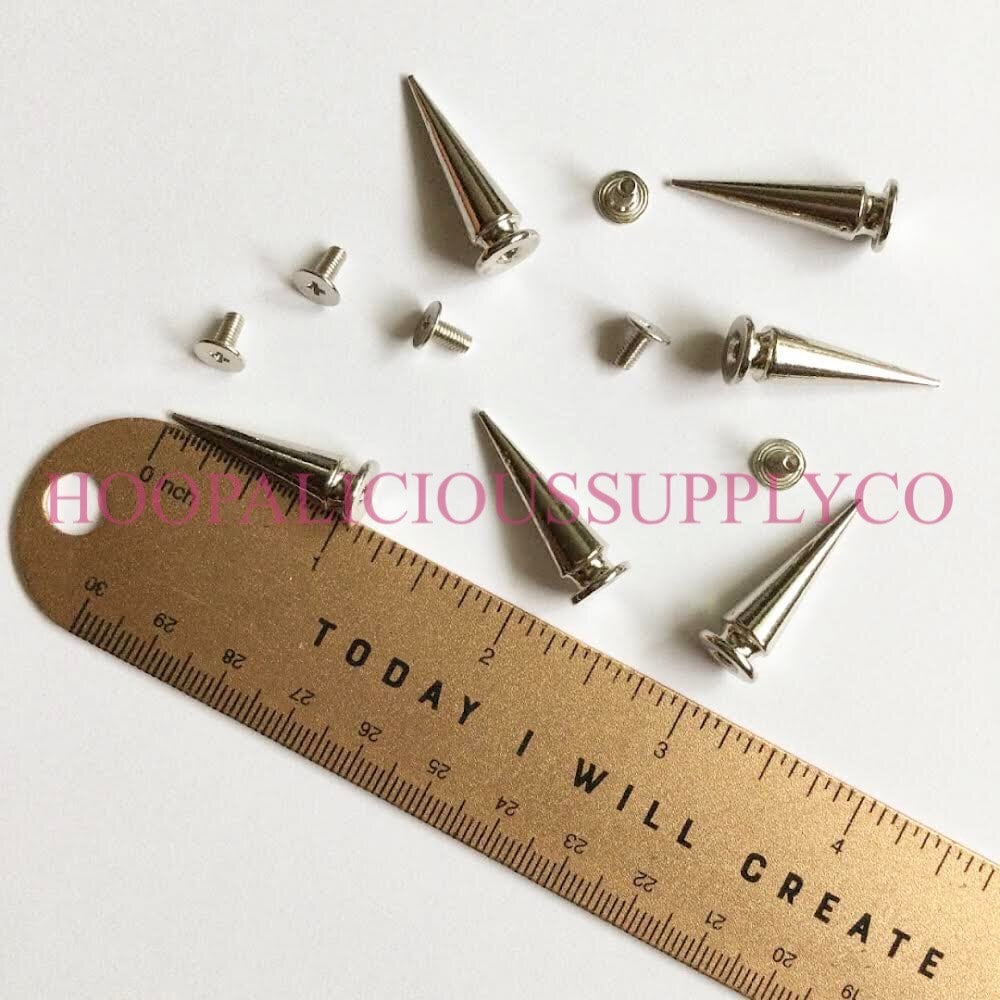 50pcs 8x12mm Gold Spikes and Studs for Leather Clothing, Screwback
