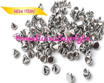 100pc 8mm Cone Studs. Sew On. Glue On. High End Supplies for DIY Crafts. T-shirts. Shoes. Jackets. Costumes. In the USA. 5 Star Reviews.