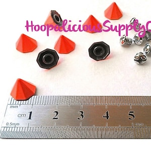8pc Set 10mm Neon Cone Metal Screw Back Studs. High End Supplies. DIY Crafts. T-shirts. Shoes. Jackets. Located in the USA. 5 Star Reviews.