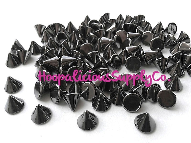100pcs Acrylic Studs. Sew or Glue. 12mm Cone Studs. Choose Etsy