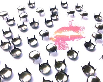 50pc Round Top Prong Studs for Clothing, Leather, Jackets, Shoes, Dance Costumes. DIY Craft Studs. Costume Design. Nailhead. Hardware.
