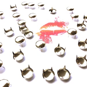 50pc Rounded Top Silver Prong Nail Head Studs. Many Sizes. For DIY Projects. Designers. Crafts. Jackets. We’re in the USA. 5 Star Reviews.