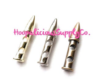 10pc 2 Hole Bullet Beads. Choose Gold, Silver, or Brass. FAST Shipping w/Tracking for US Buyers. Other Quantities in Multiples of 10.From US