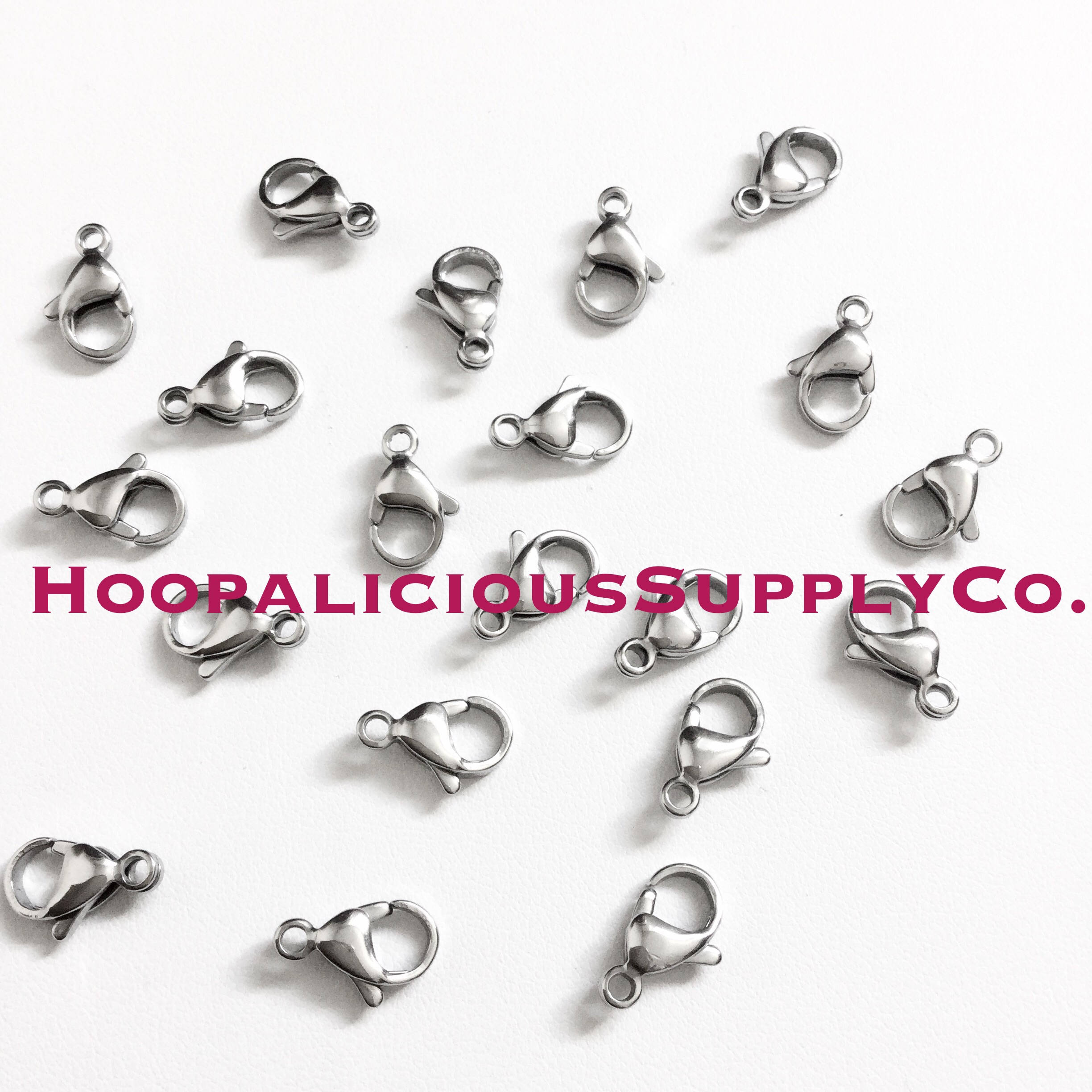 100 or 500 pieces: 7x12 mm Rhodium Silver Lobster Claw Clasps