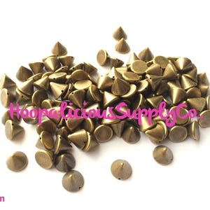 50pc 10mm Cone Studs. Sew On. Glue On. High End Supplies. DIY Crafts. T-shirts. Shoes. Jackets. Costumes. We’re in the USA. 5 Star Reviews.