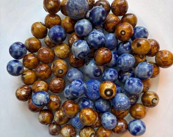 Lot of 8 Antique Vintage Bennington Marbles 4 Brown & 4 Blue
