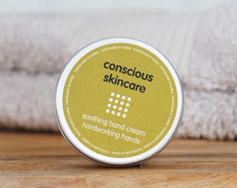 Soothing Hand Cream for Hardworking Hands - Mens Hand Cream - Great for Dry Skin - Vegan - Plastic Free - 50ml - Natural Hand Cream