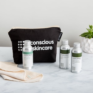 Skincare Gift Pack - Organic- Award Winning Make Up Remover, Facial Toner and Scrub - Dry / Sensitive Skin Types - Birthday Gift - Vegan