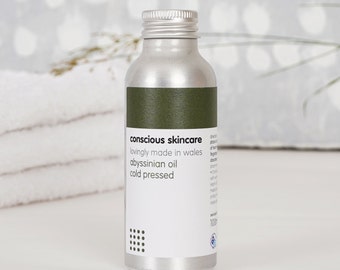 Aceite de Abisinia Natural - Prensado en Frío - 100% Puro - Ideal para Piel y Cabello - Aceite de Semilla de Crambe - Vegano - 100 ml - Sin Plástico