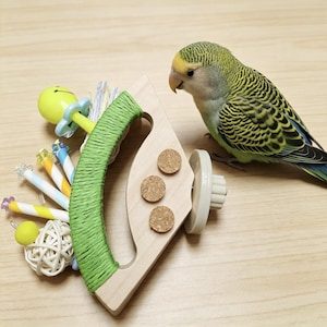 Parrot Cage Perch Platform Toy, Wooden Bird Stand with Chew Toys,  Activity Center for Small Medium Birds, Bird Enrichment Toy