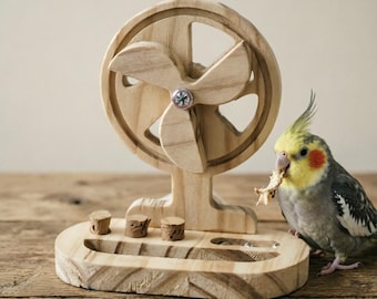 Hölzernes Fächer-Papageienspielzeug, lustiges Spinnenkäfigzubehör, natürliches Kiefernkauen, Boredom Buster Papagei, Bereicherung für kleine Haustiere, Geschenk für Papa